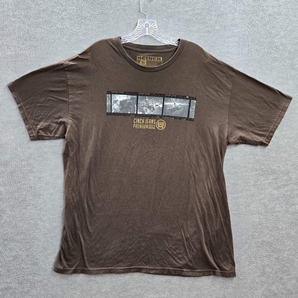 Cinch Men Shirt XL Brown‎ Logo Rodeo Short Sleeve Tee